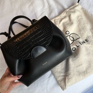 Polene Black Croc-Embossed Numero Un